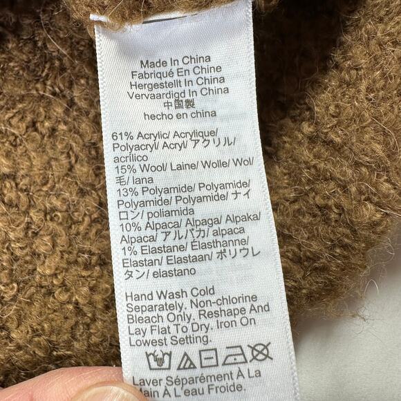 J.Crew Sweater Womens Medium Brown Tan Boucle Yarn Textured Relaxed Alpaca Wool - Picture 5 of 8